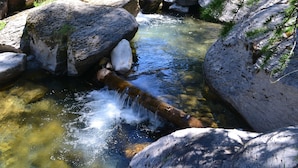 A stream flowing over rocks with clear water. - Spacious apartment in chalet with a beautiful view! (Allos)