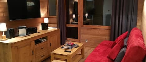 TV, DVD player, stereo