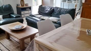Télévision, cheminée, livres