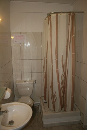 Ducha, toallas, papel higiénico