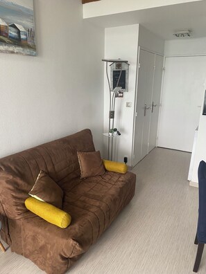 Flat-screen TV, books