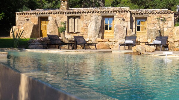 An infinity pool, a heated pool