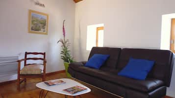 Una televisión de pantalla plana, una chimenea, un reproductor de DVD