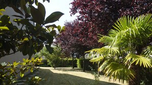A well-maintained garden with various plants and a lawn. - House on the heights of Dinard, 900 m from the beach in a quiet subdivision. (Dinard)