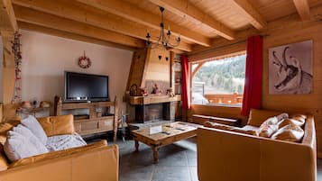 Fernseher, Kamin, Bücher