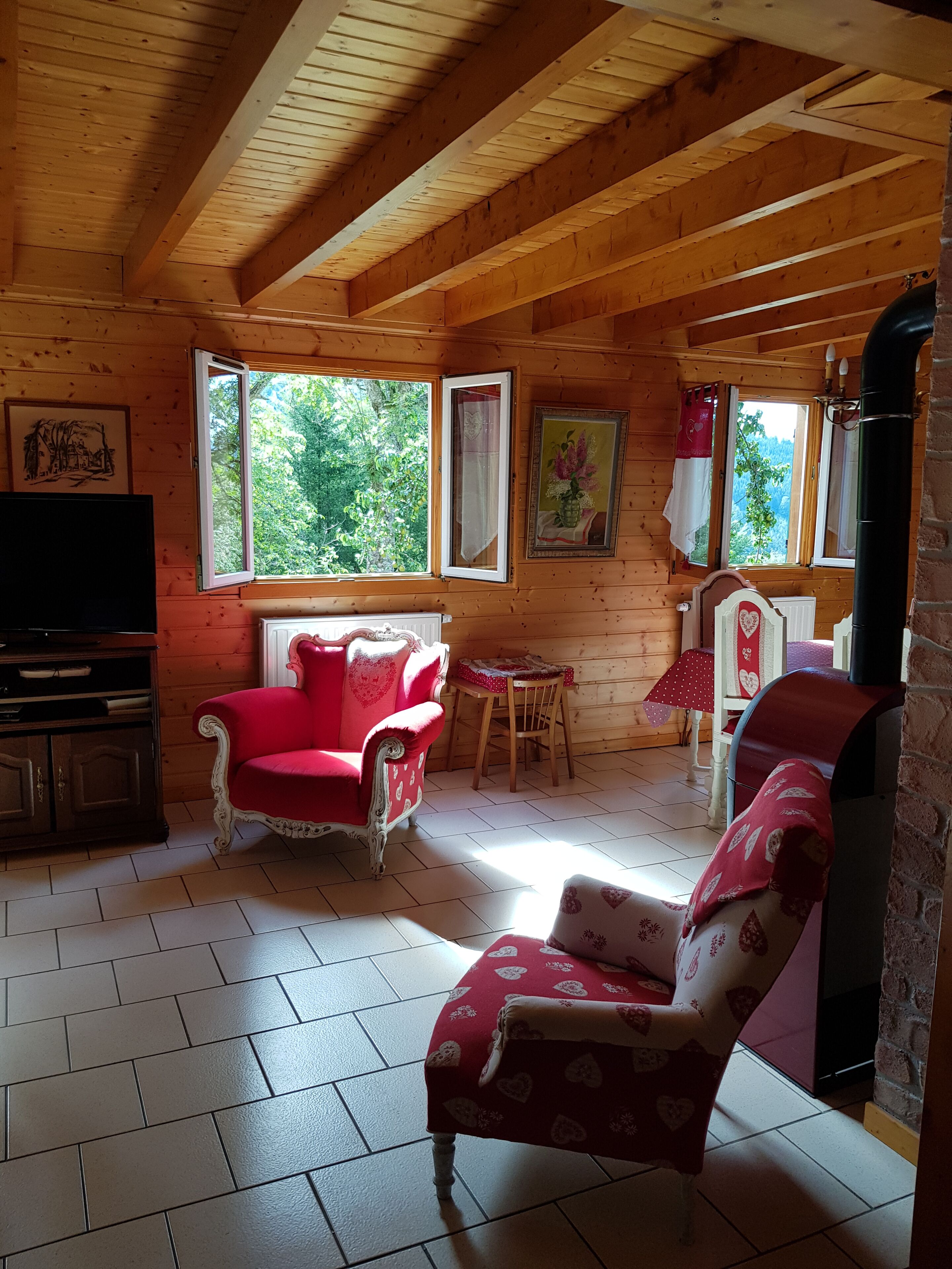TV, foosball, table tennis, books