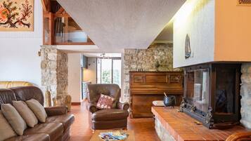 TV, fireplace, foosball, table tennis