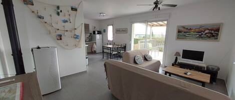 TV, DVD player, books