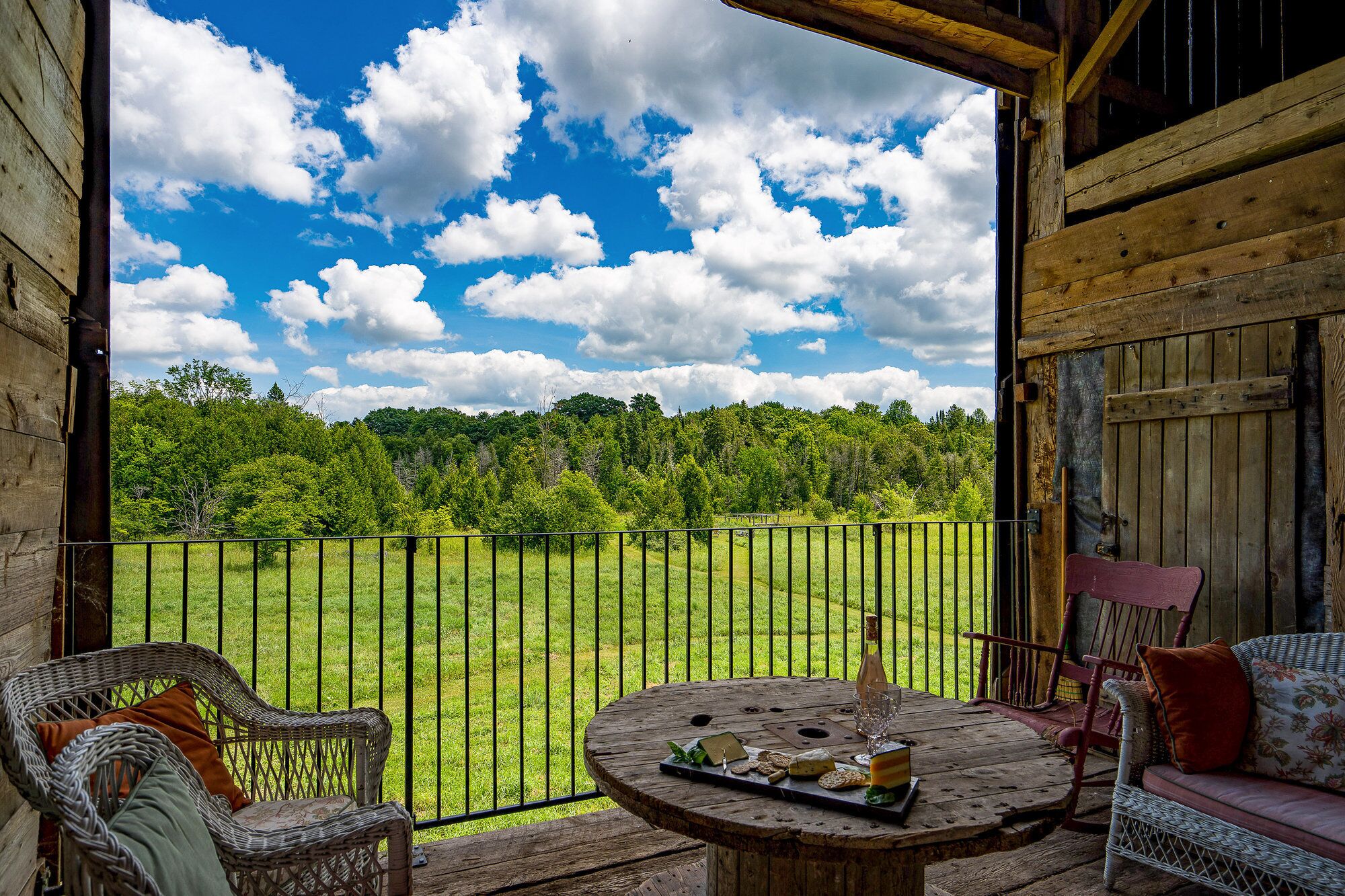 Relax with a glass of wine in the barn and watch the clouds go by.  