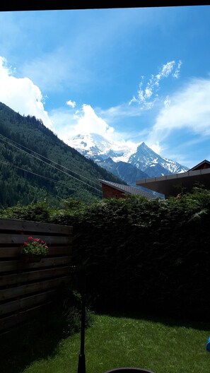 Property grounds - CHAMONIX Large warm apartment, tastefully decorated, R. D.C. a cottage. (Chamonix-Mont-Blanc)