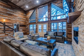 TV, fireplace