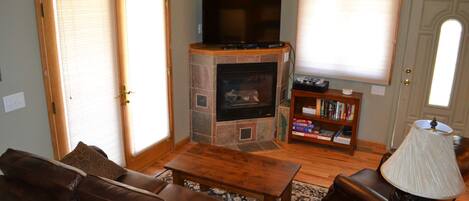 Fernseher, Kamin, Videospiele, DVD-Player