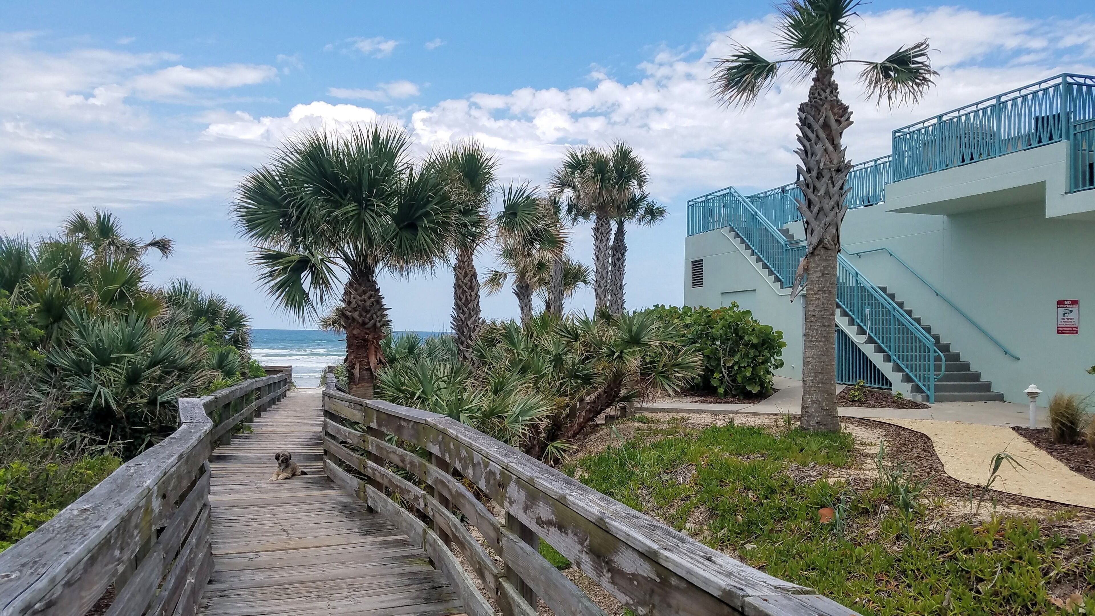 Broadwalk to beach and Stairs up to Pool.