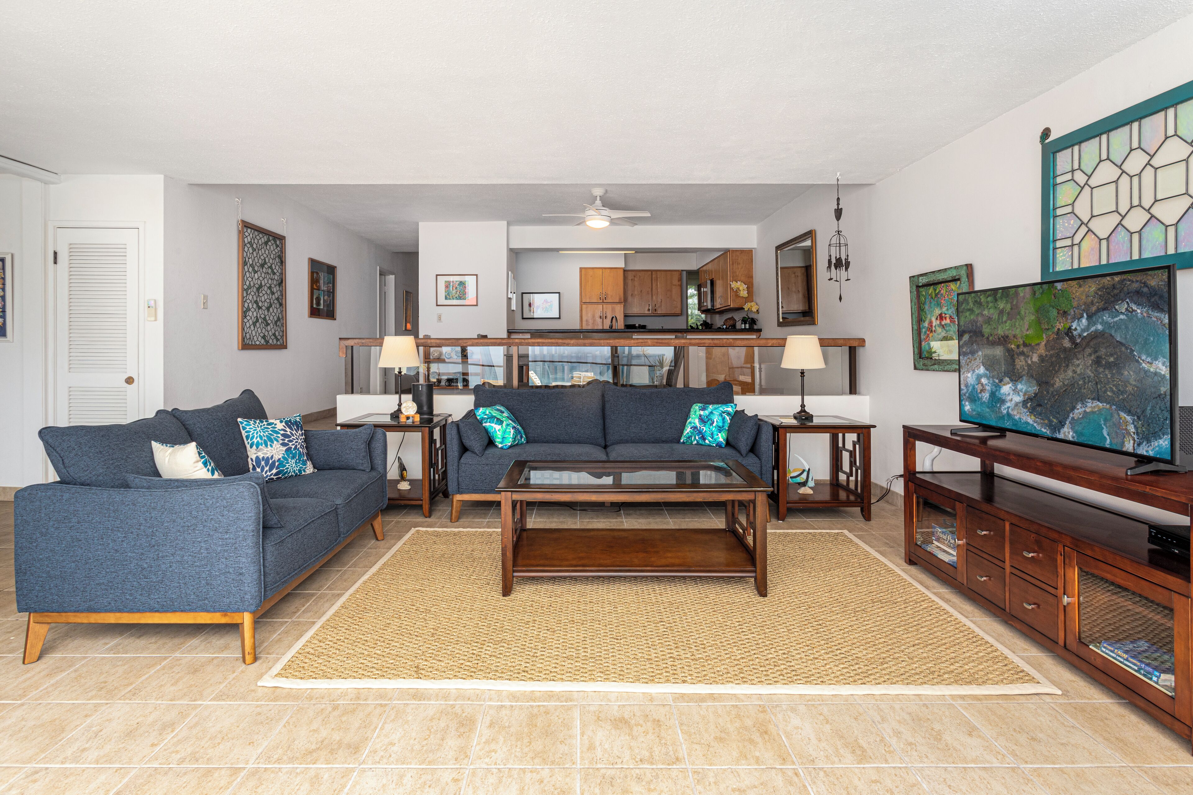 Smart TV, DVD player, books, music library