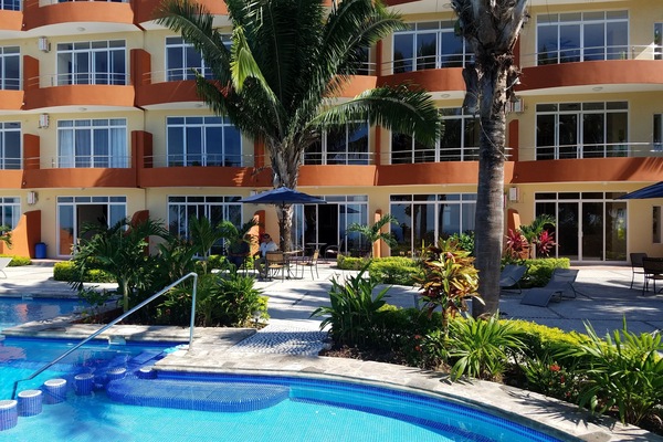 Condo building and pool