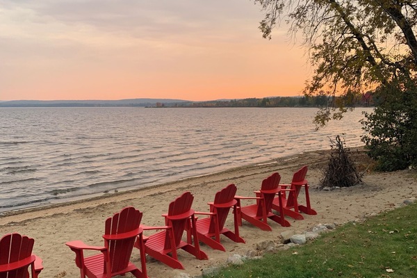 Sunset by sandy beach