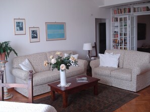 TV, DVD player, books