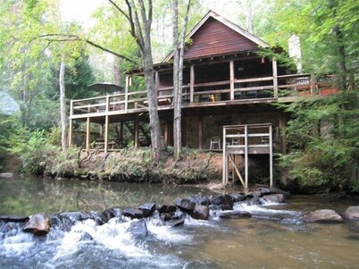 Waterfront Cabin on Trout Stream W/ Hot Tub, & Internet