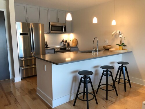 Chic, luxury condo in the middle of downtown fun, with your own parking spot