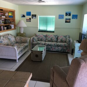Smart TV, DVD player, books