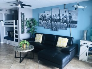 TV, DVD player, ping pong
