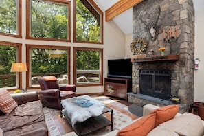 Una Smart TV, una chimenea, videojuegos, un reproductor de DVD