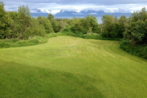 Lawn with view of Bay and glacier