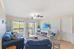 Flat-screen TV, DVD player