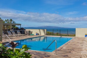 Outdoor pool - Spacious 1 Bedrm Unit. Stunning Ocean View, in South Kihei, Maui.  (Kihei)