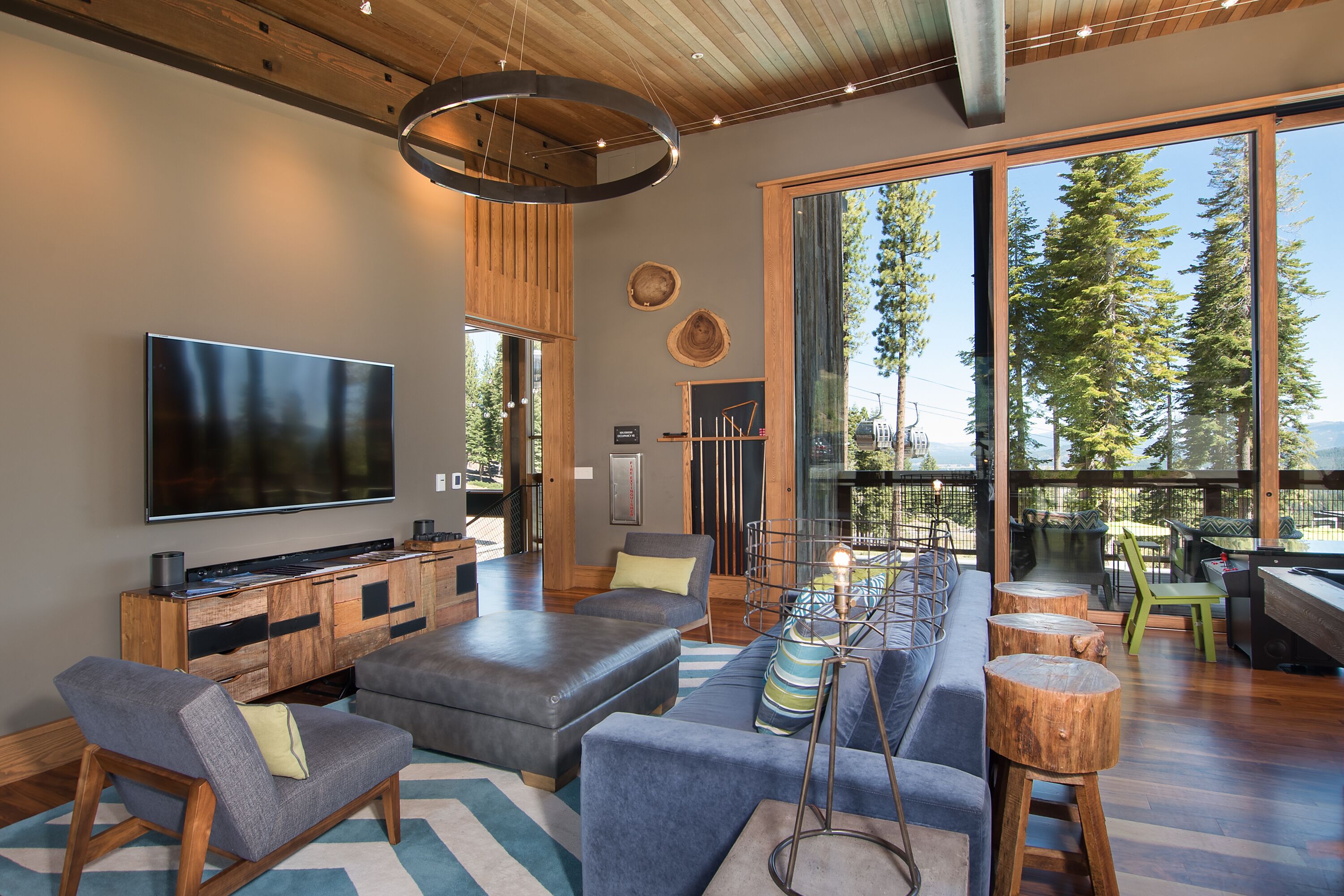 Télévision, cheminée, lecteur de DVD