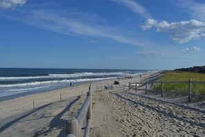 Beach nearby, sun loungers