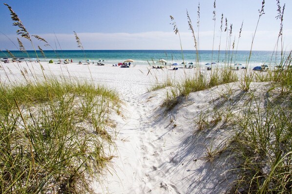 Beach nearby, sun-loungers, beach towels