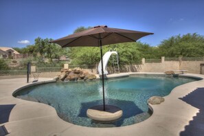 A heated pool - 4 Bedroom Single Story Golf Course Home, Heated Diving Pool + Slide, & Hot Tub (Phoenix)