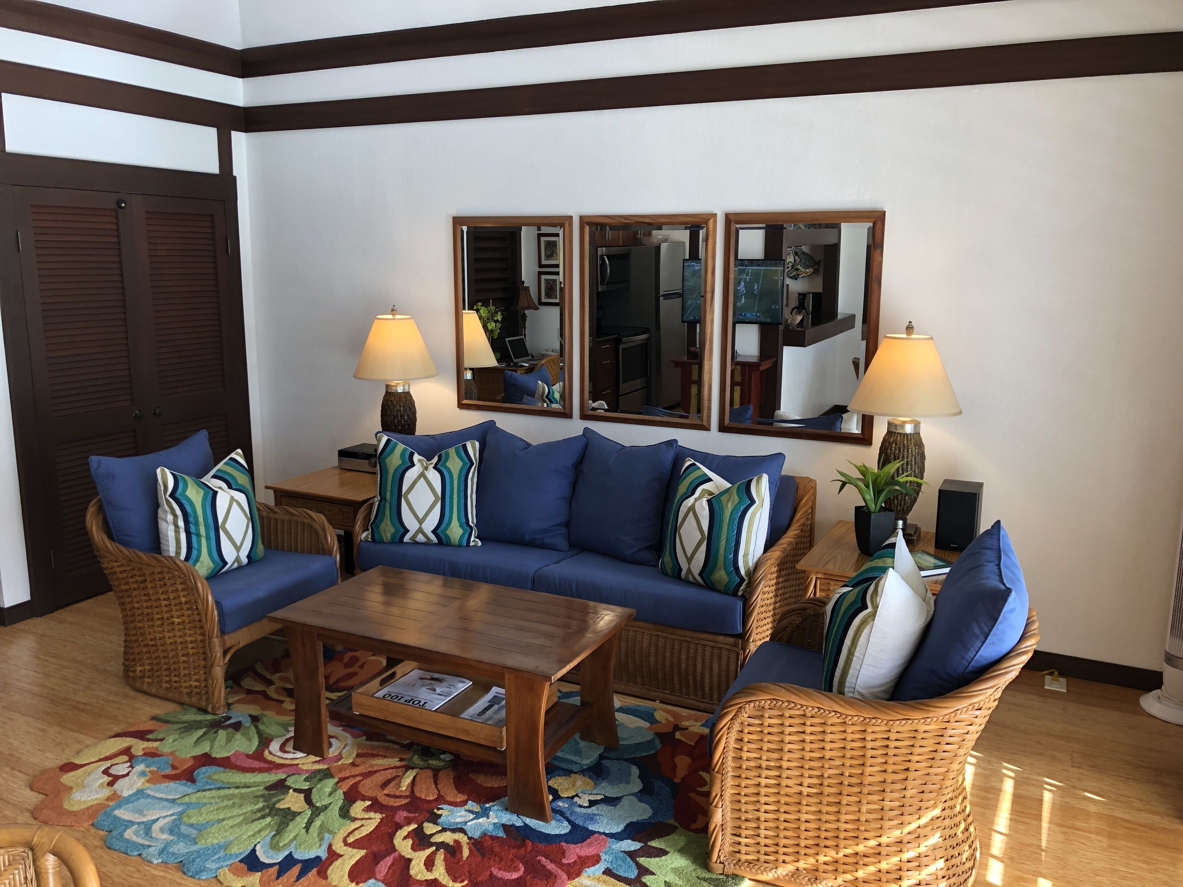 Smart TV, DVD player, books, music library