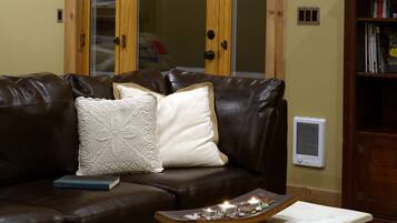 TV, fireplace, DVD player, stereo