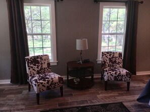 Smart TV, fireplace, ping pong, books