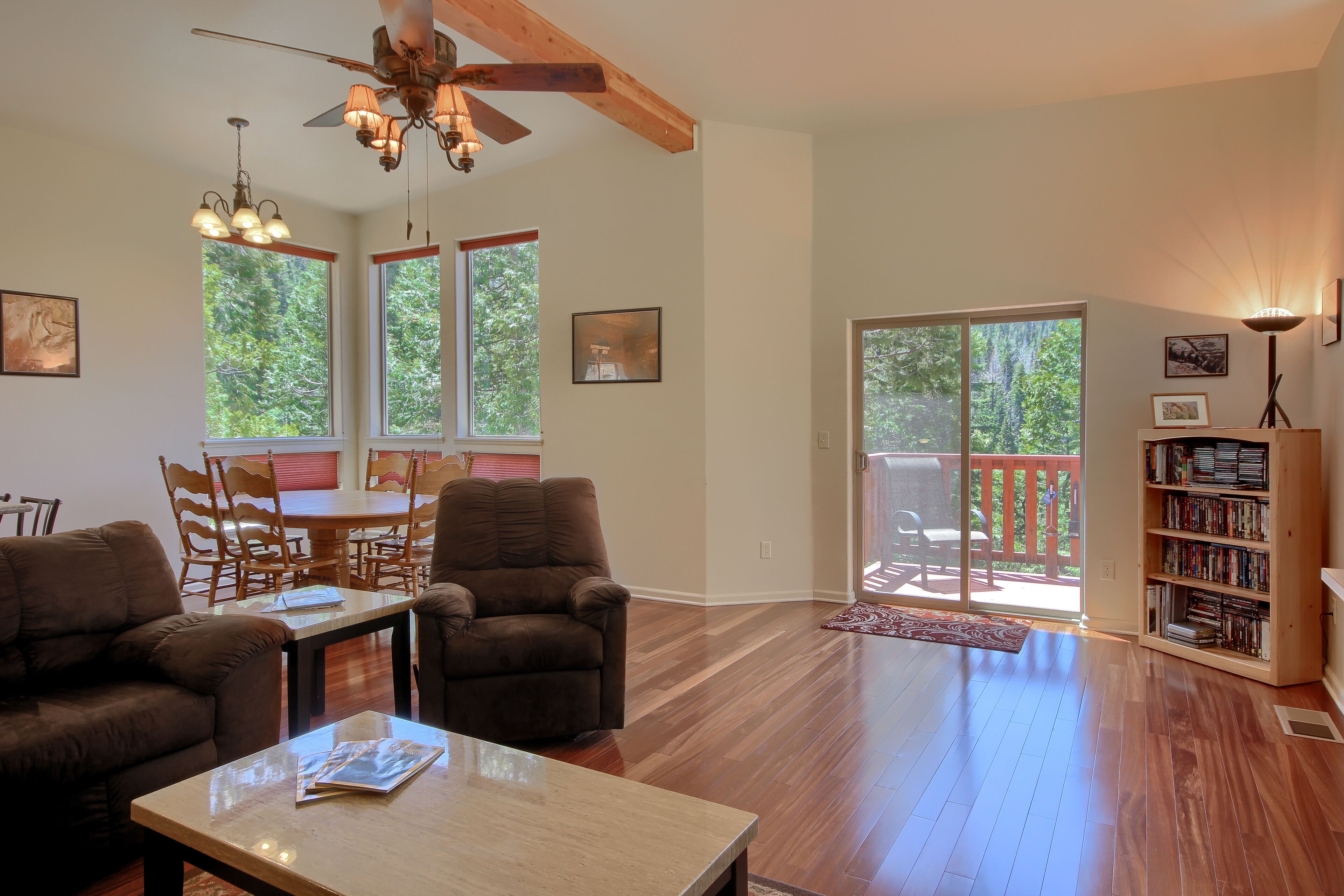 Smart TV, DVD player, books, music library