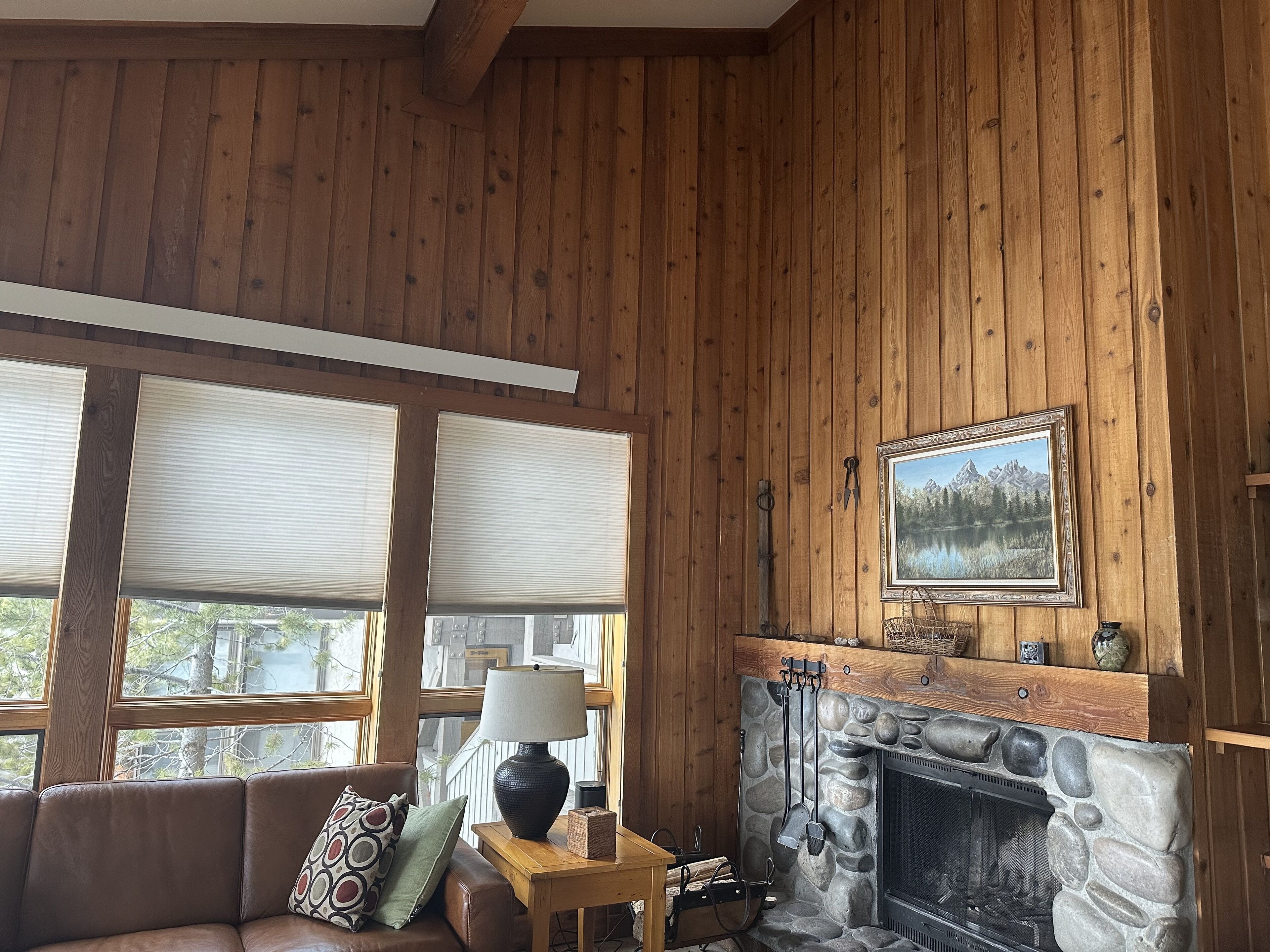 TV connectée, cheminée, lecteur de DVD, chaîne hi-fi