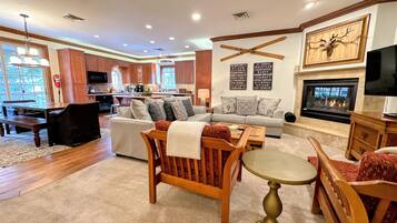 TV, fireplace, video game console, DVD player