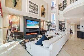 TV, fireplace, video games, table tennis