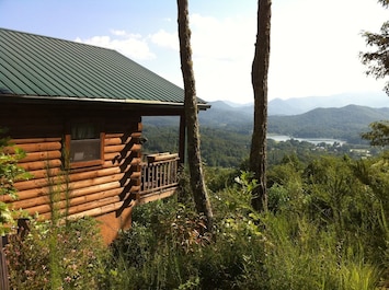 Secluded Log Home with lake, mountain and sunset view.