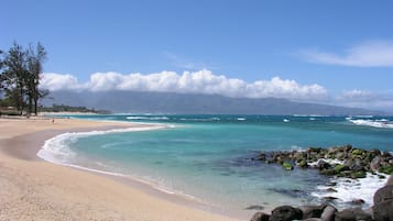 Ubicación cercana a la playa, tumbonas y toallas de playa