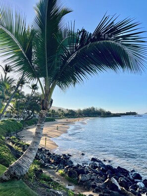 On the beach, beach towels