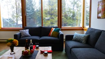 Smart-TV, Kamin, Bücher