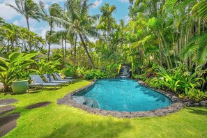 Outdoor pool, a heated pool - Luxury Beachfront Home in Haena AC, Pool TVNC5141 (Hanalei)