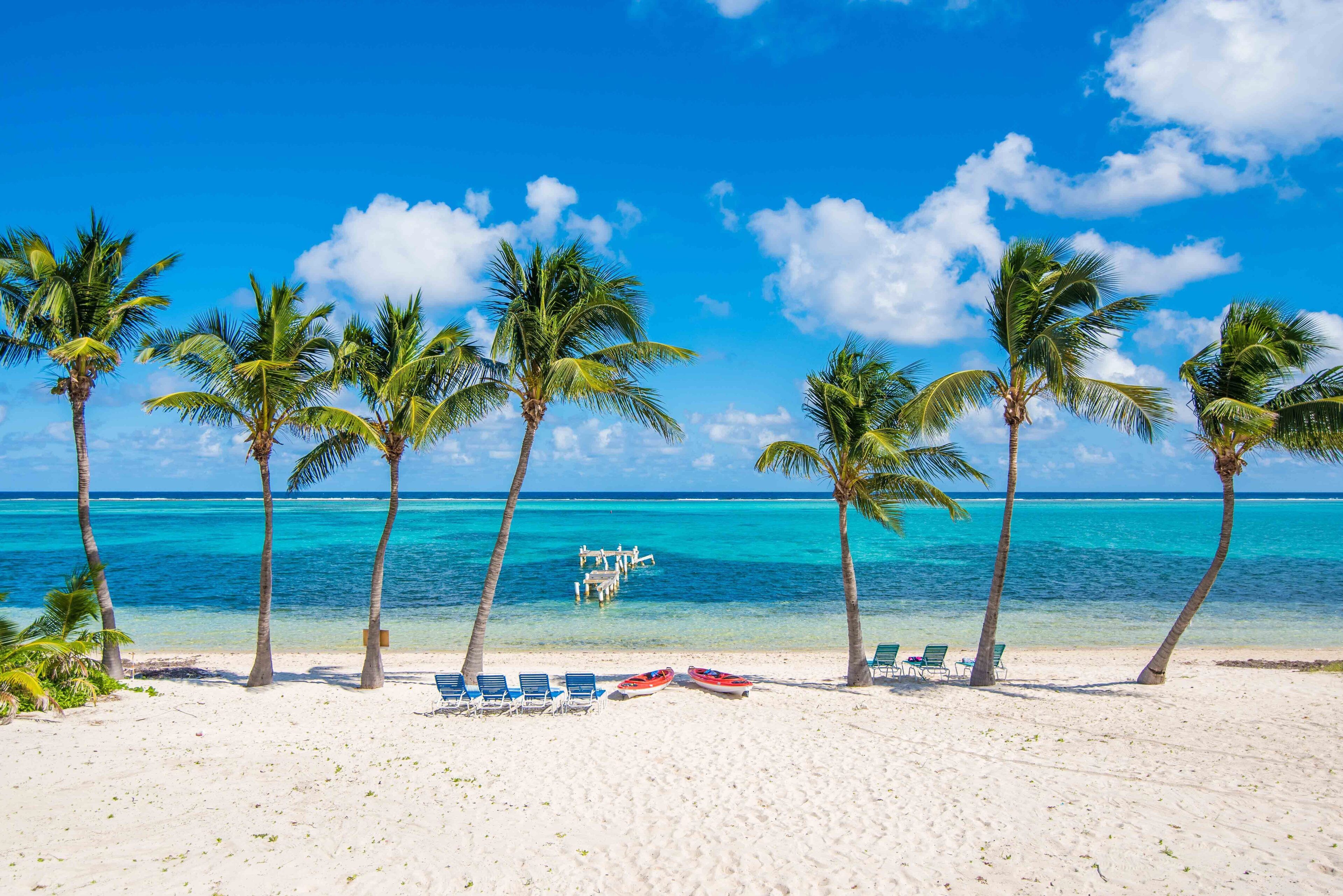 On the beach, sun-loungers, beach towels