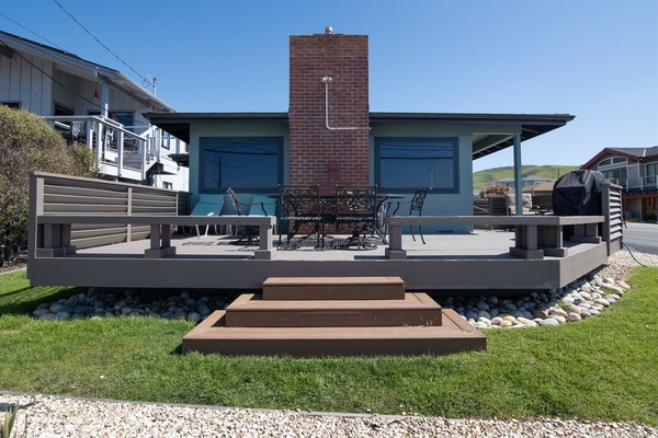 This great beach home has a large front deck to enjoy the nice weather