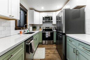 Fridge, microwave, oven, dishwasher