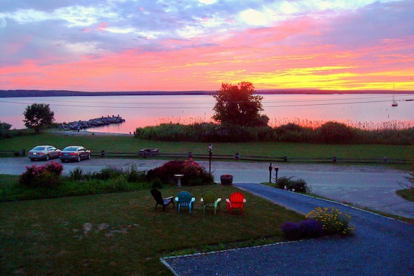 Gorgeous sunset and the beach just steps away.