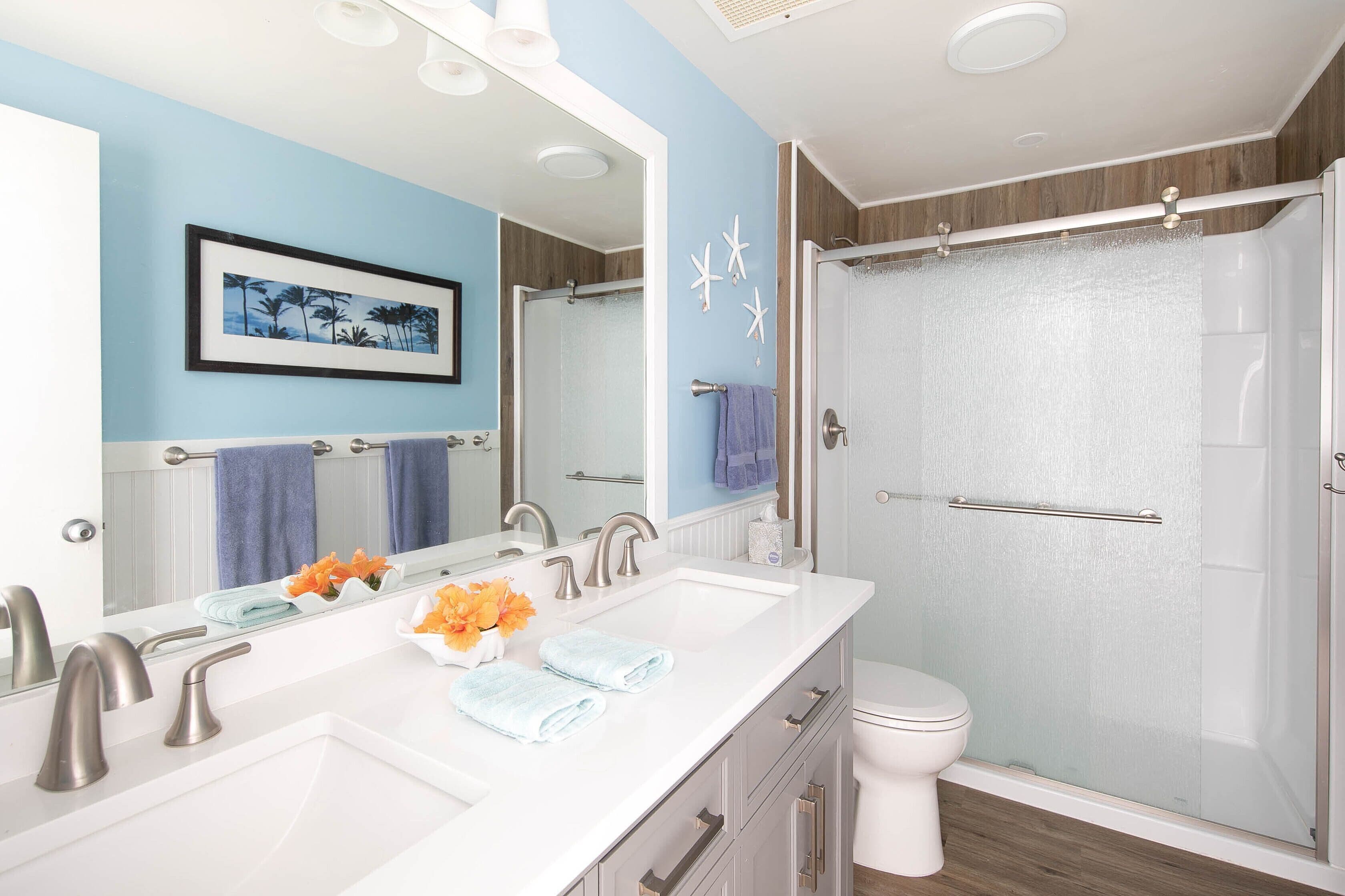 Hair dryer, towels, toilet paper